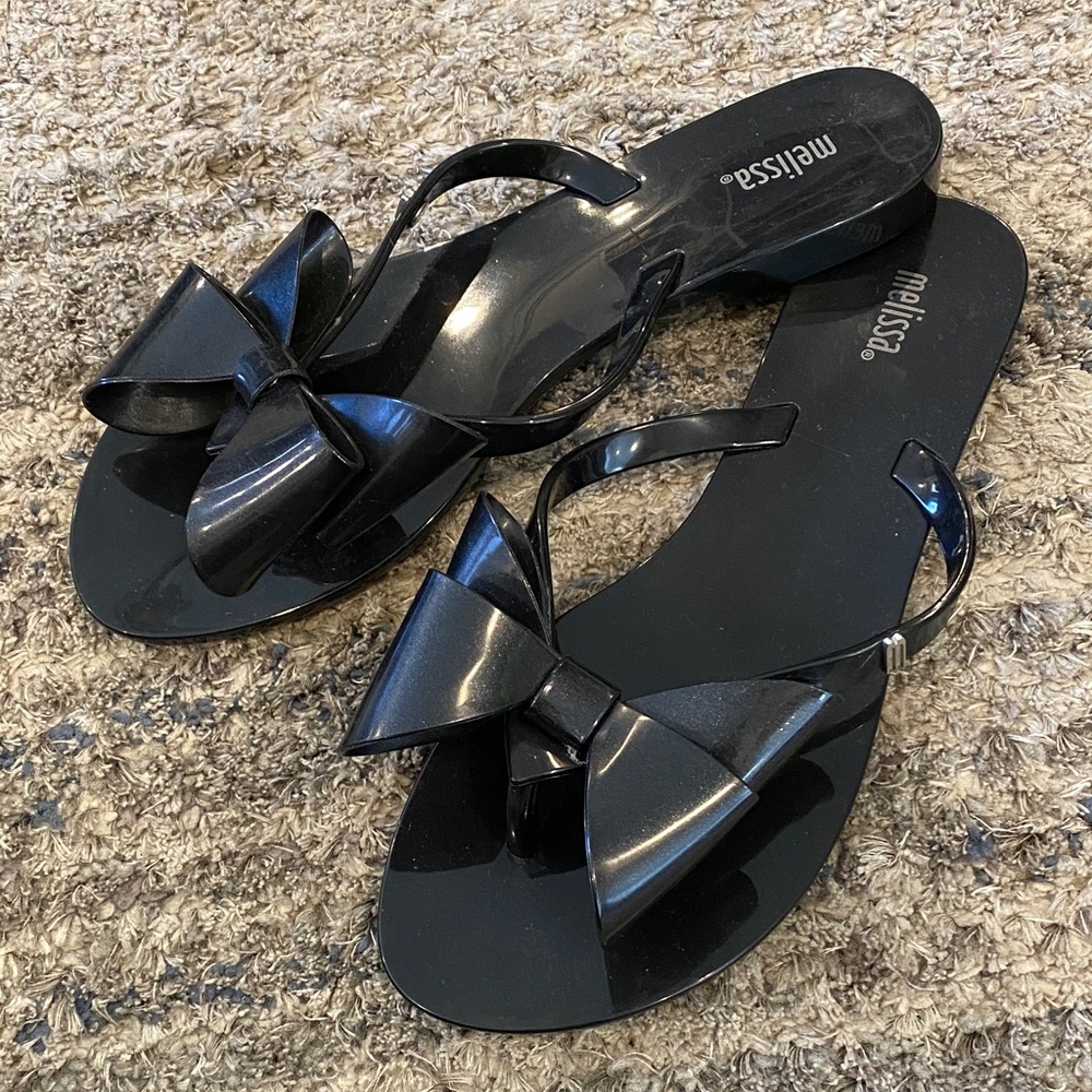 Melissa Women's Glossy Black Bow Sandals